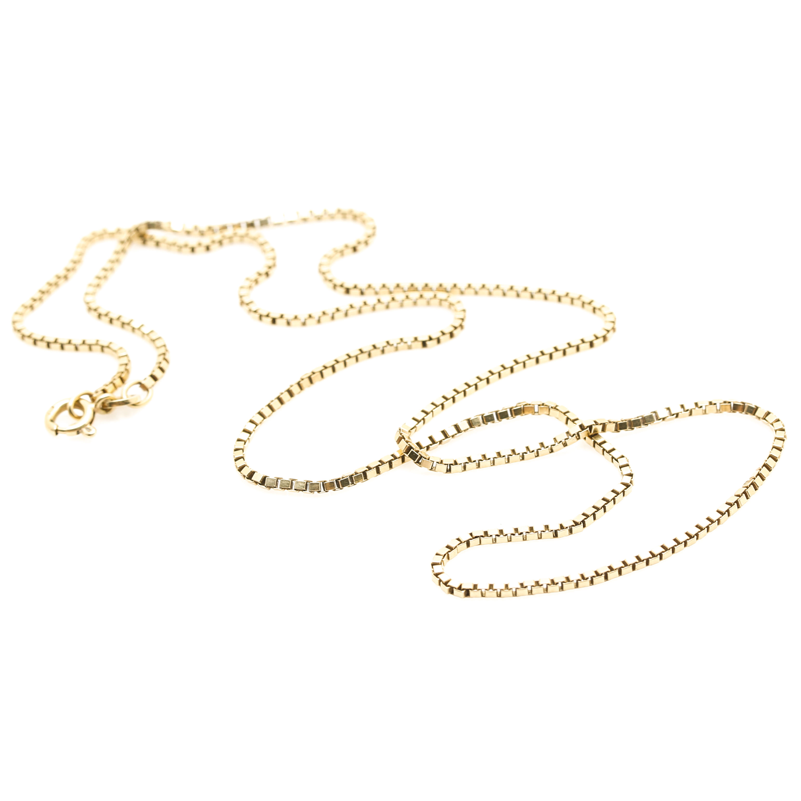 18K Yellow Gold Box Chain Necklace