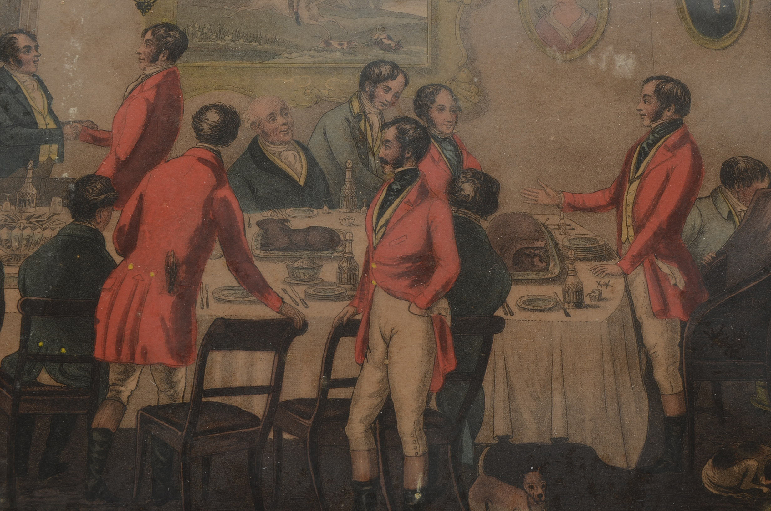 Antique Hand-Tinted Aquatint Etching after Francis Calcraft Turner "Bachelor's Hall" Plate 6