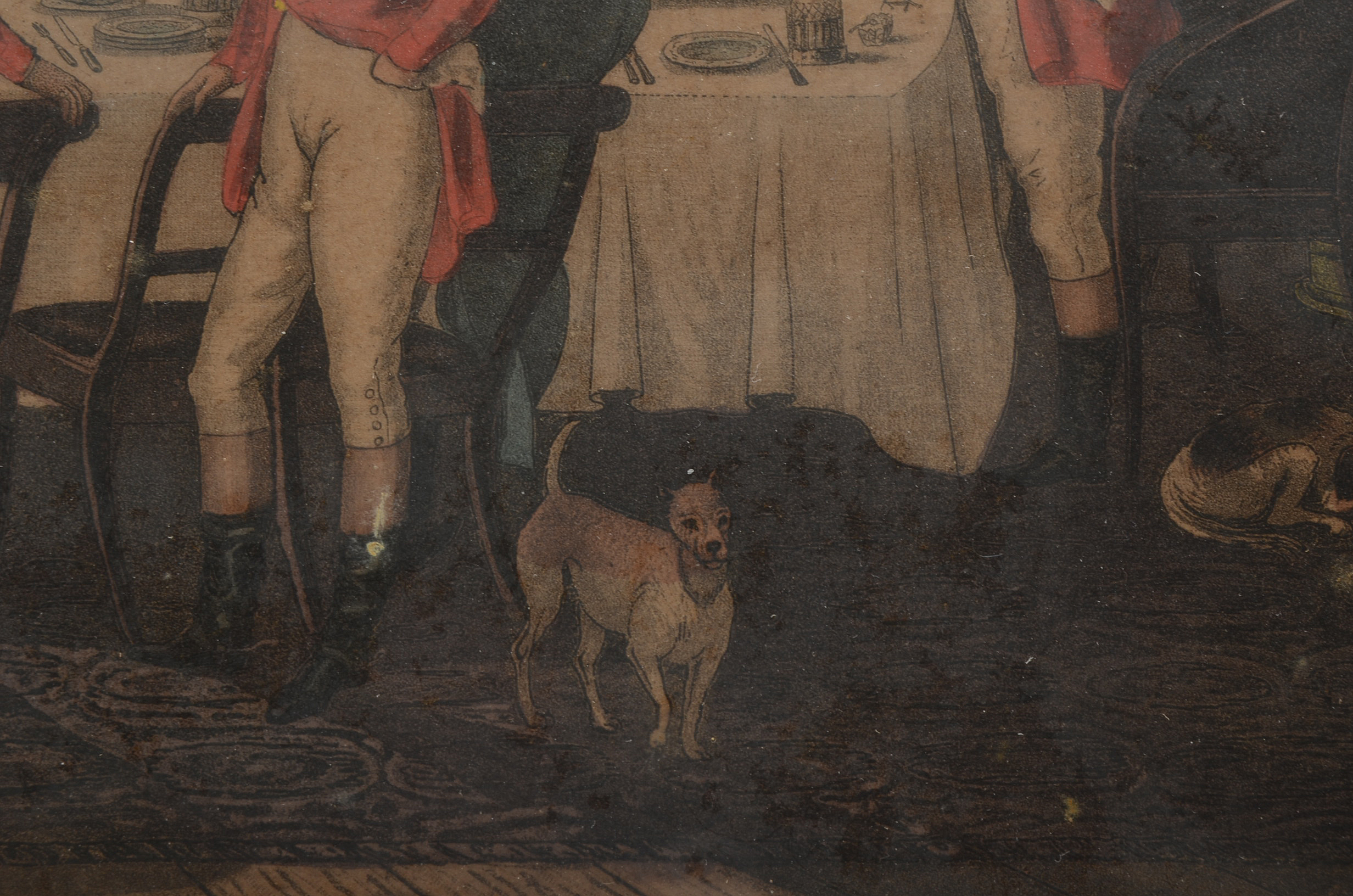 Antique Hand-Tinted Aquatint Etching after Francis Calcraft Turner "Bachelor's Hall" Plate 6