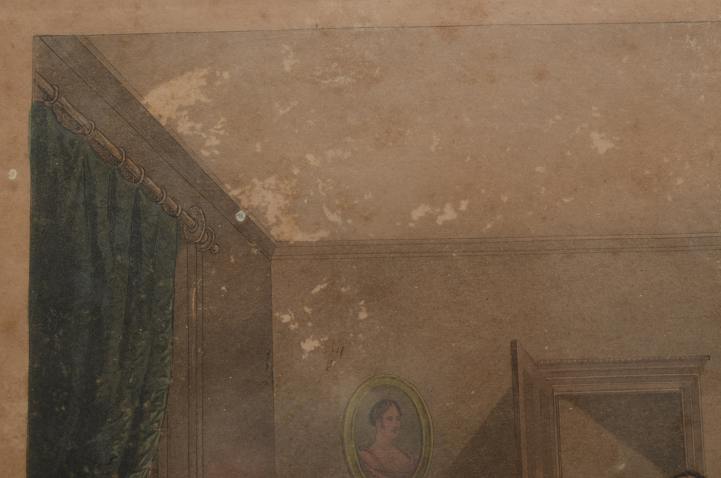 Antique Hand-Tinted Aquatint Etching after Francis Calcraft Turner "Bachelor's Hall" Plate 6