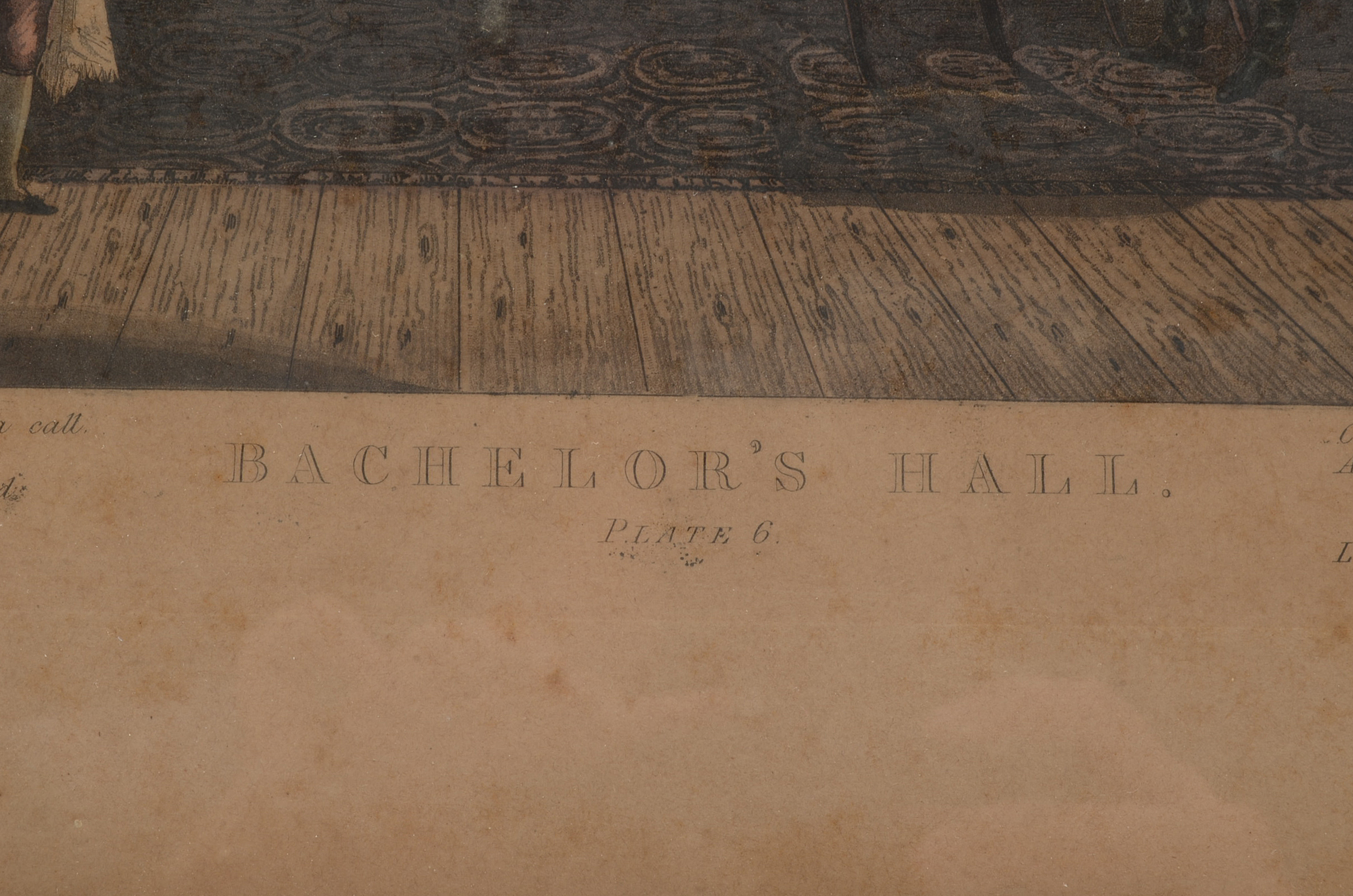 Antique Hand-Tinted Aquatint Etching after Francis Calcraft Turner "Bachelor's Hall" Plate 6