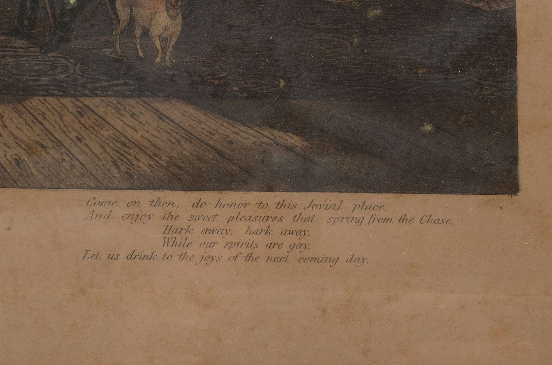 Antique Hand-Tinted Aquatint Etching after Francis Calcraft Turner "Bachelor's Hall" Plate 6