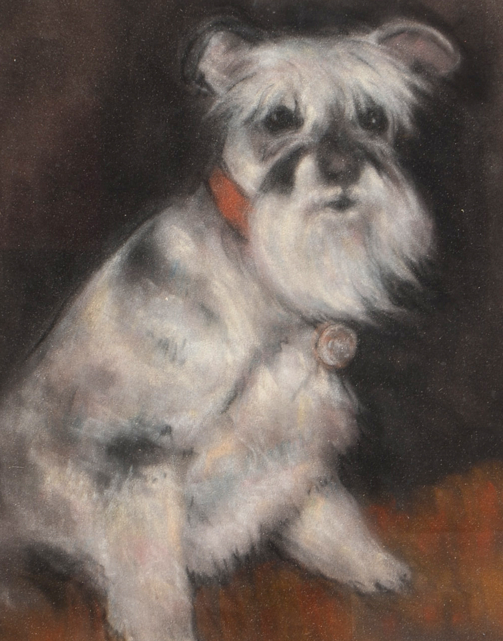 J. P. Ohnes Original 1988 Pastel Drawing of Schnauzer