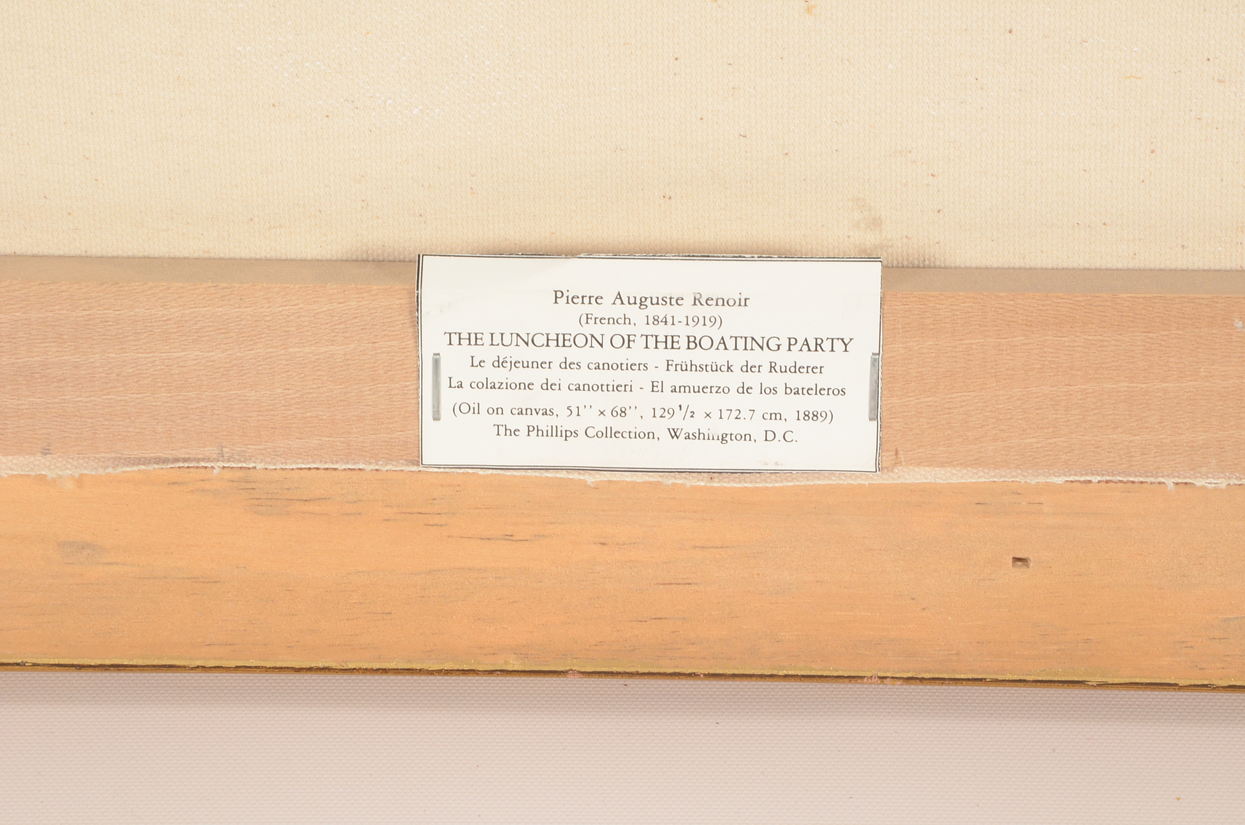 Offset Lithographic Reproduction on Canvas after Pierre-Auguste Renoir "Luncheon of the Boating Party"