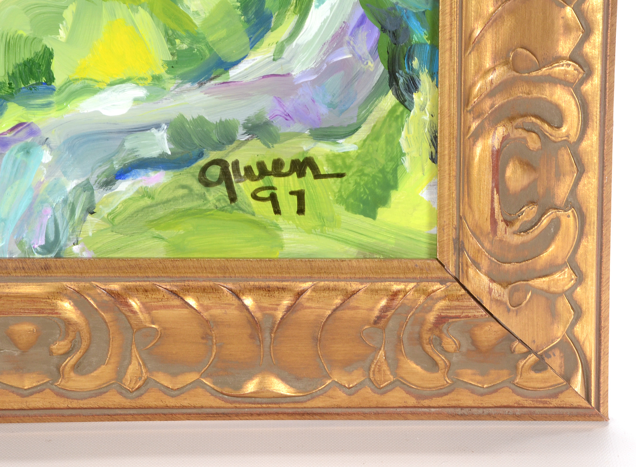 Original 1997 Oil on Masonite Signed Gwen "Ault Park"