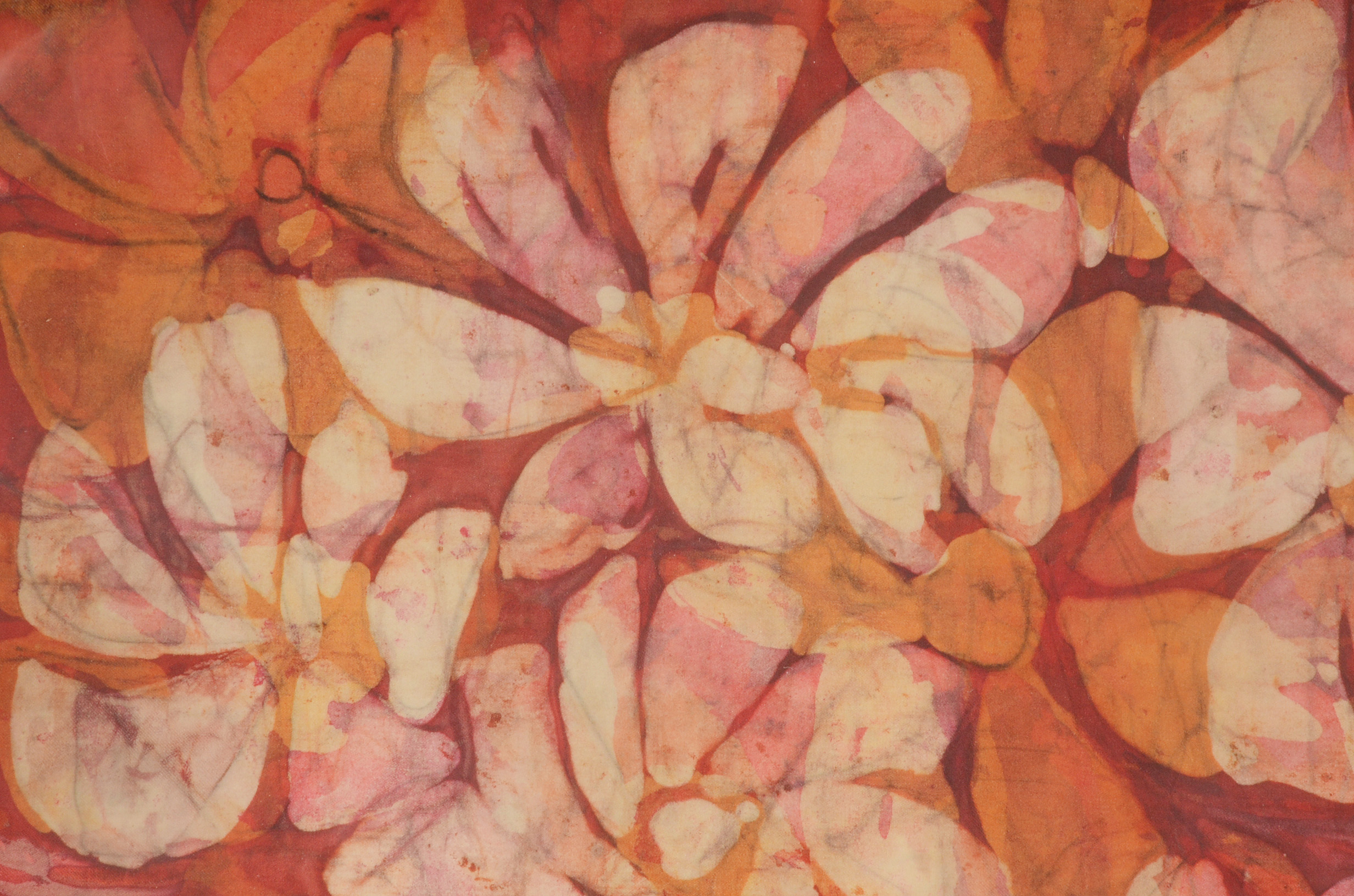 E. Goldbaum Original 1971 Hand-Dipped Floral Batik Tapestry