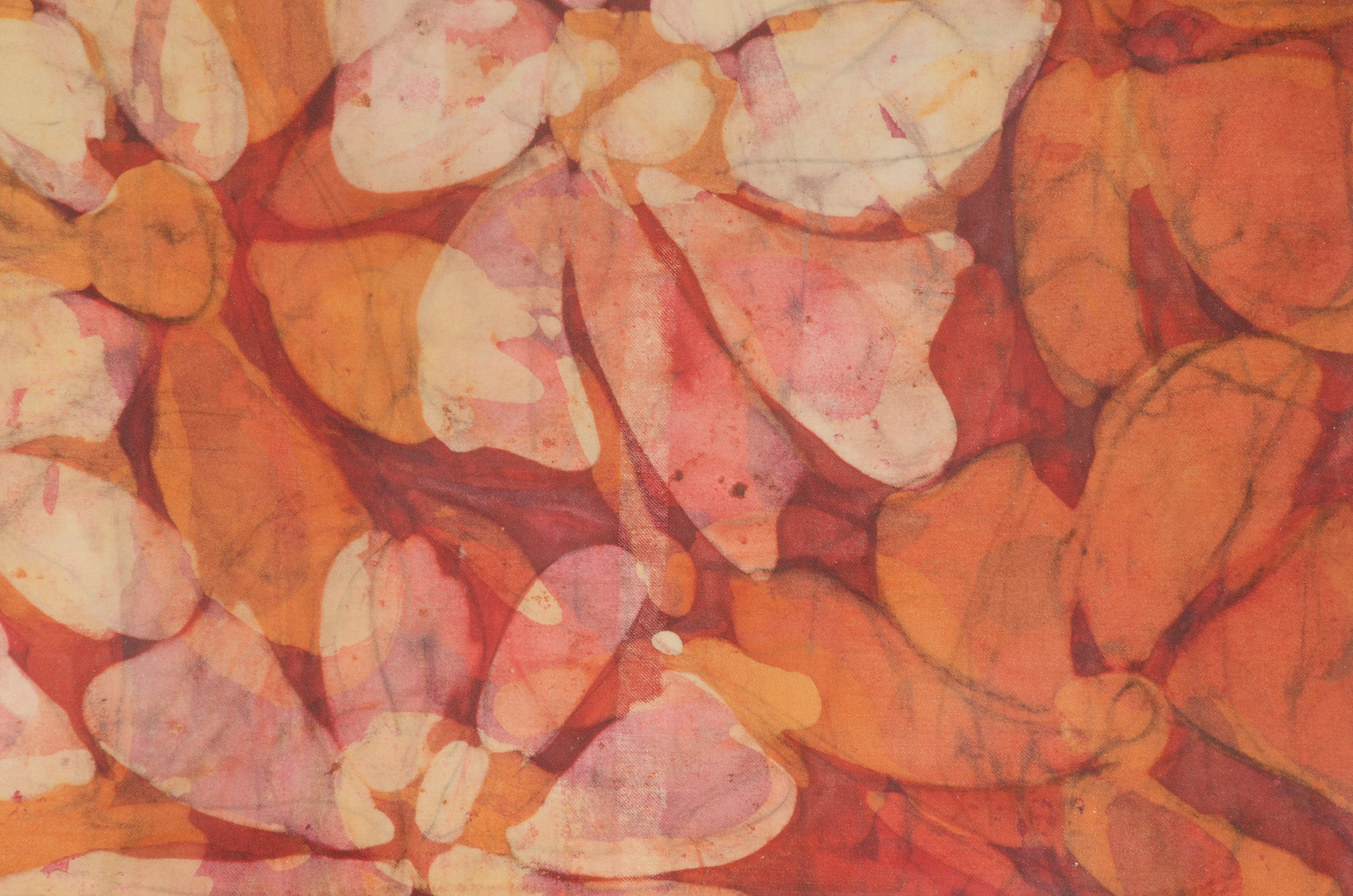 E. Goldbaum Original 1971 Hand-Dipped Floral Batik Tapestry