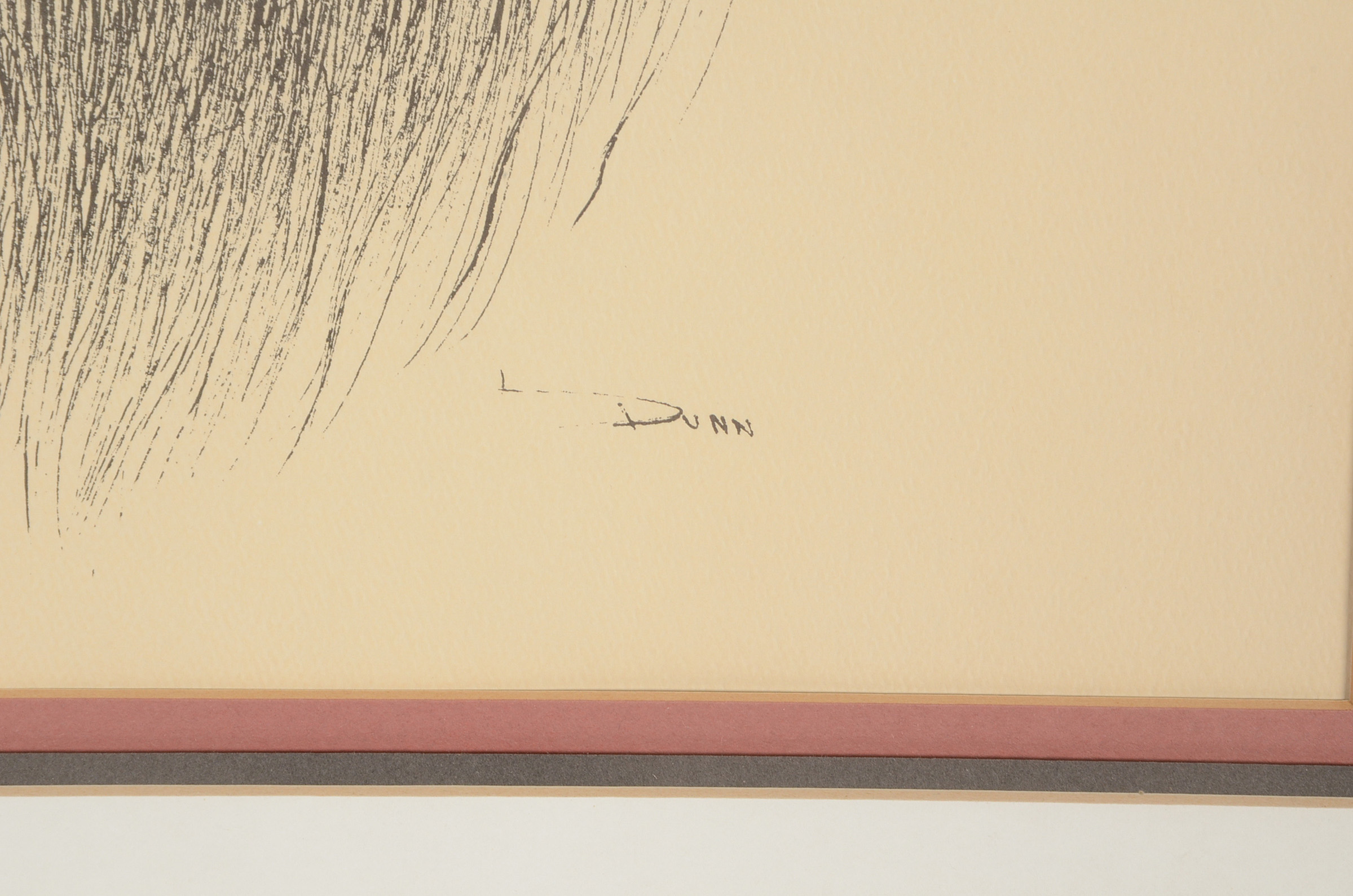 Lithographic Reproduction after L. Dunn Pen & Ink Portrait of Christ with Crown of Thorns