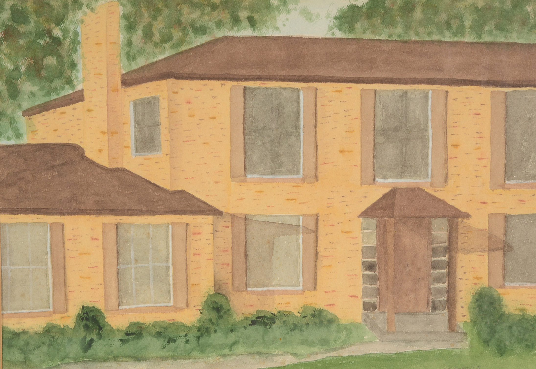 F. J. Dendyer Original Watercolor in Antique Gold Tone Wood Frame with Cast Molding