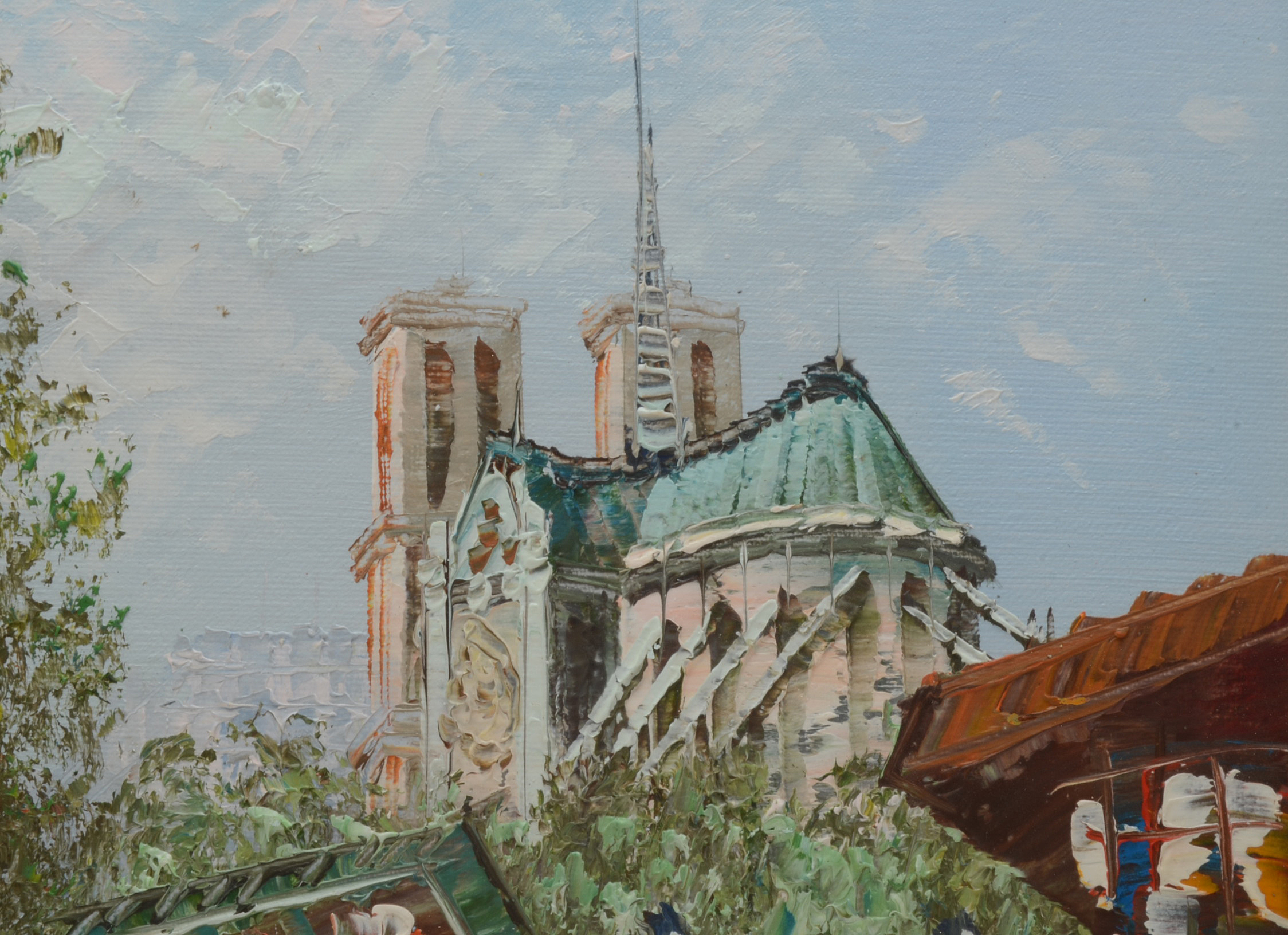 Burnett Original Parisian Street Scene Oil on Canvas Board