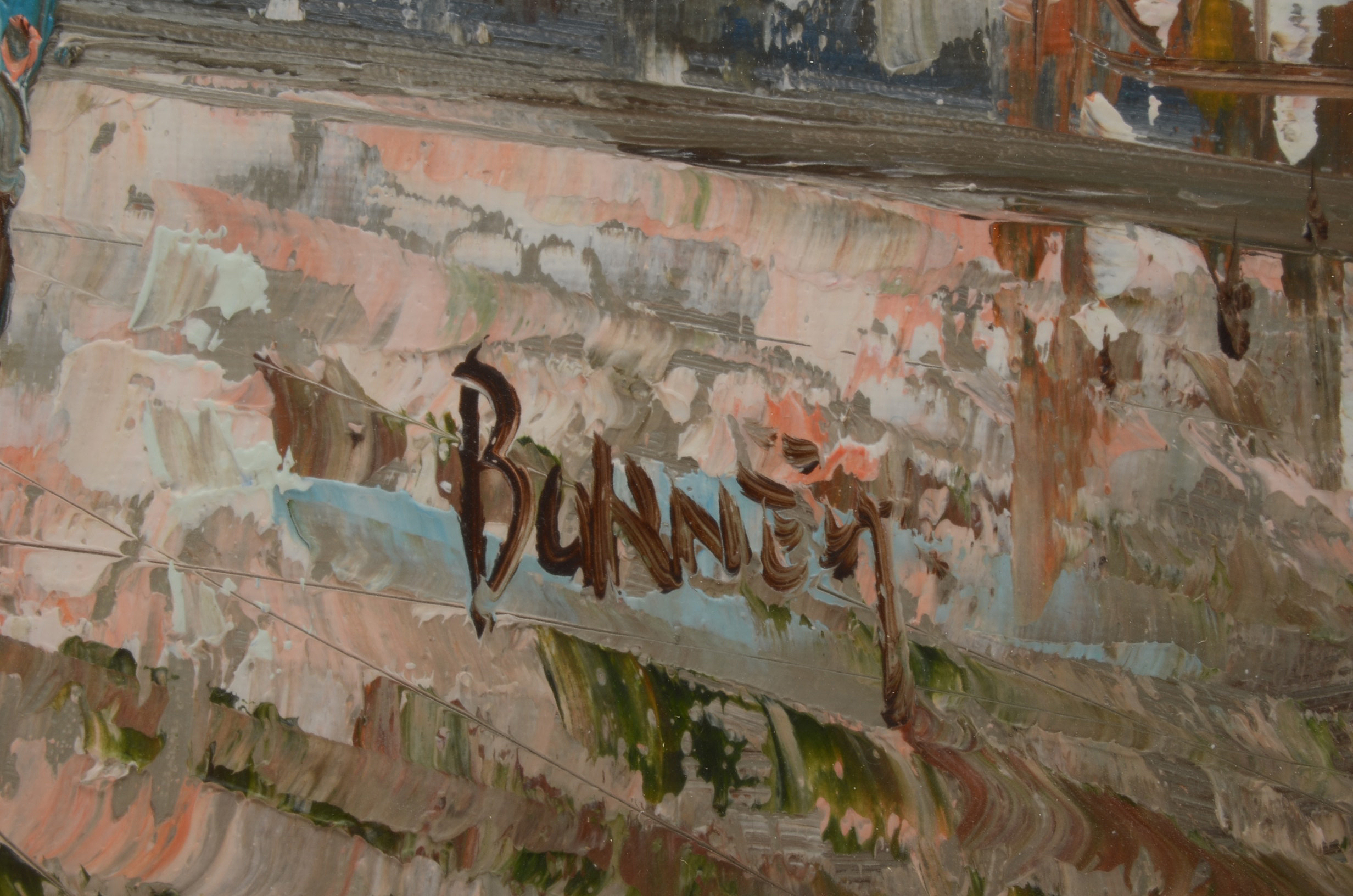 Burnett Original Parisian Street Scene Oil on Canvas Board