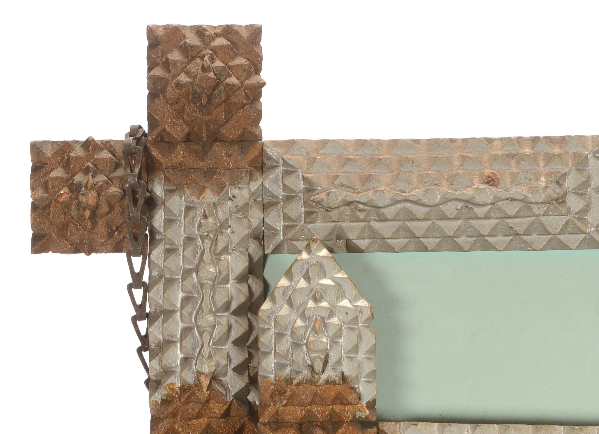 Antique Wooden Chip-Carved Tramp Art Mail Holder