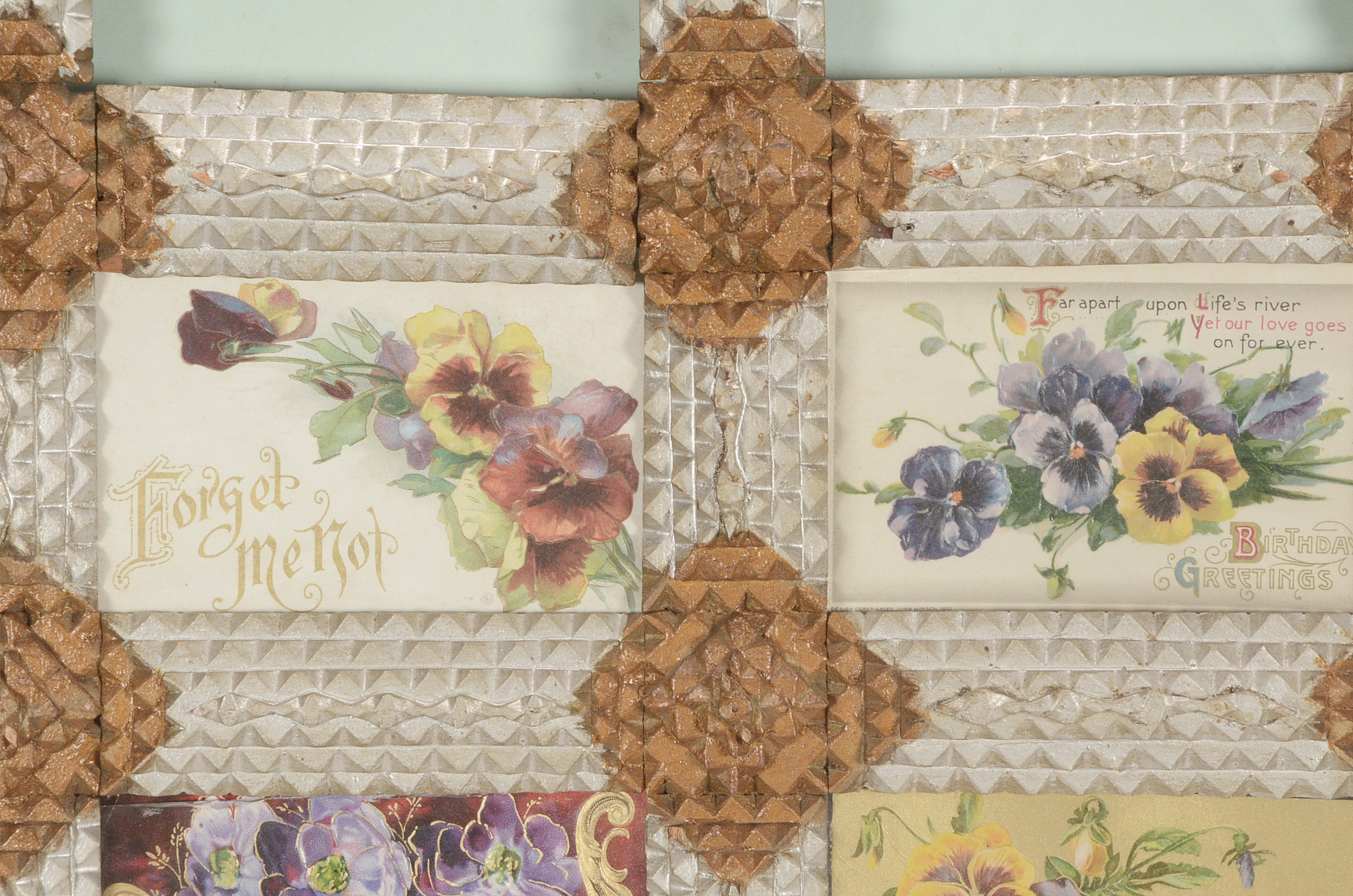 Antique Wooden Chip-Carved Tramp Art Mail Holder