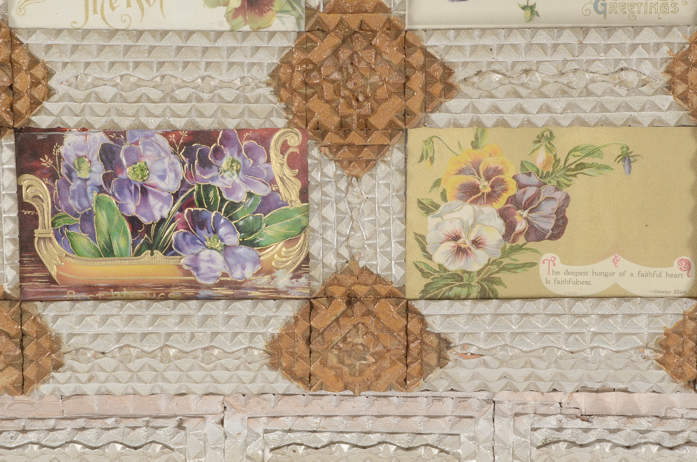 Antique Wooden Chip-Carved Tramp Art Mail Holder