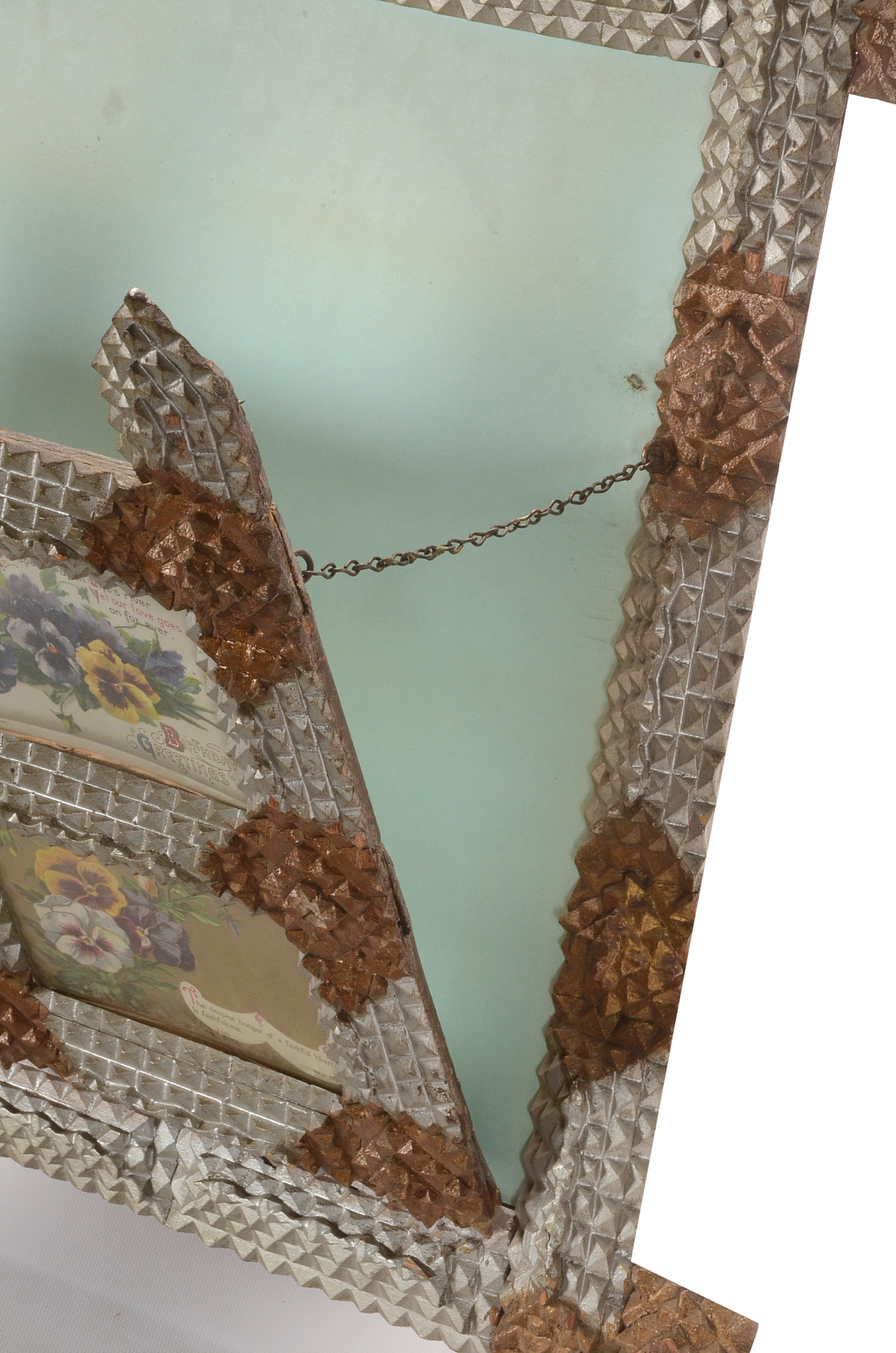 Antique Wooden Chip-Carved Tramp Art Mail Holder