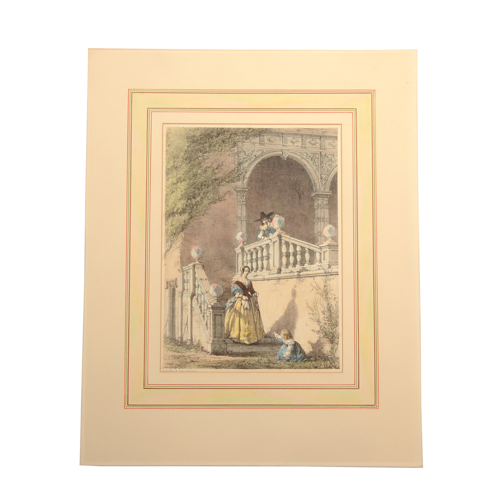 M. & N. Hanhart 19th Century Stone Lithograph "Stairs to the Terr