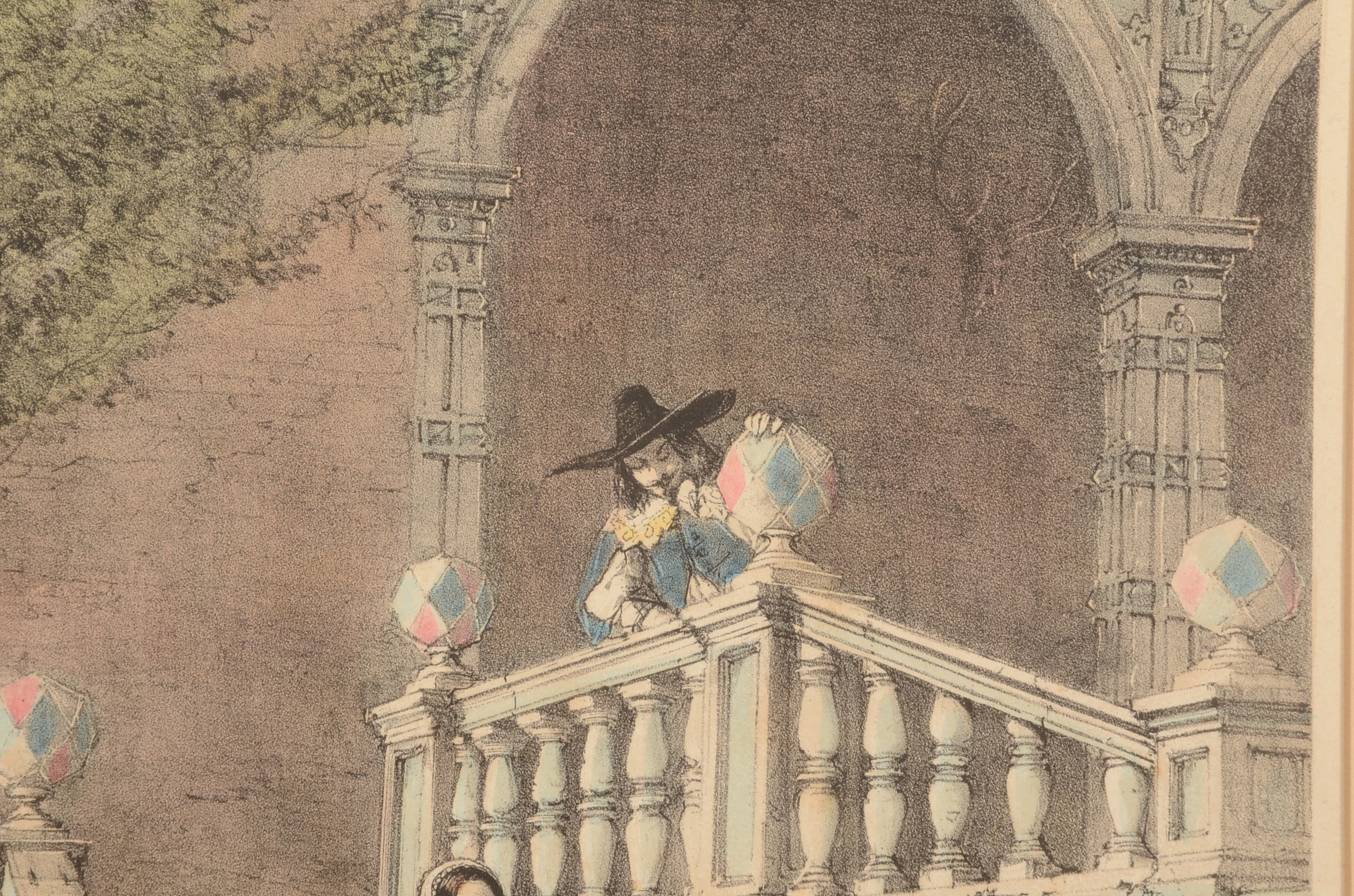 M. & N. Hanhart 19th Century Stone Lithograph "Stairs to the Terr