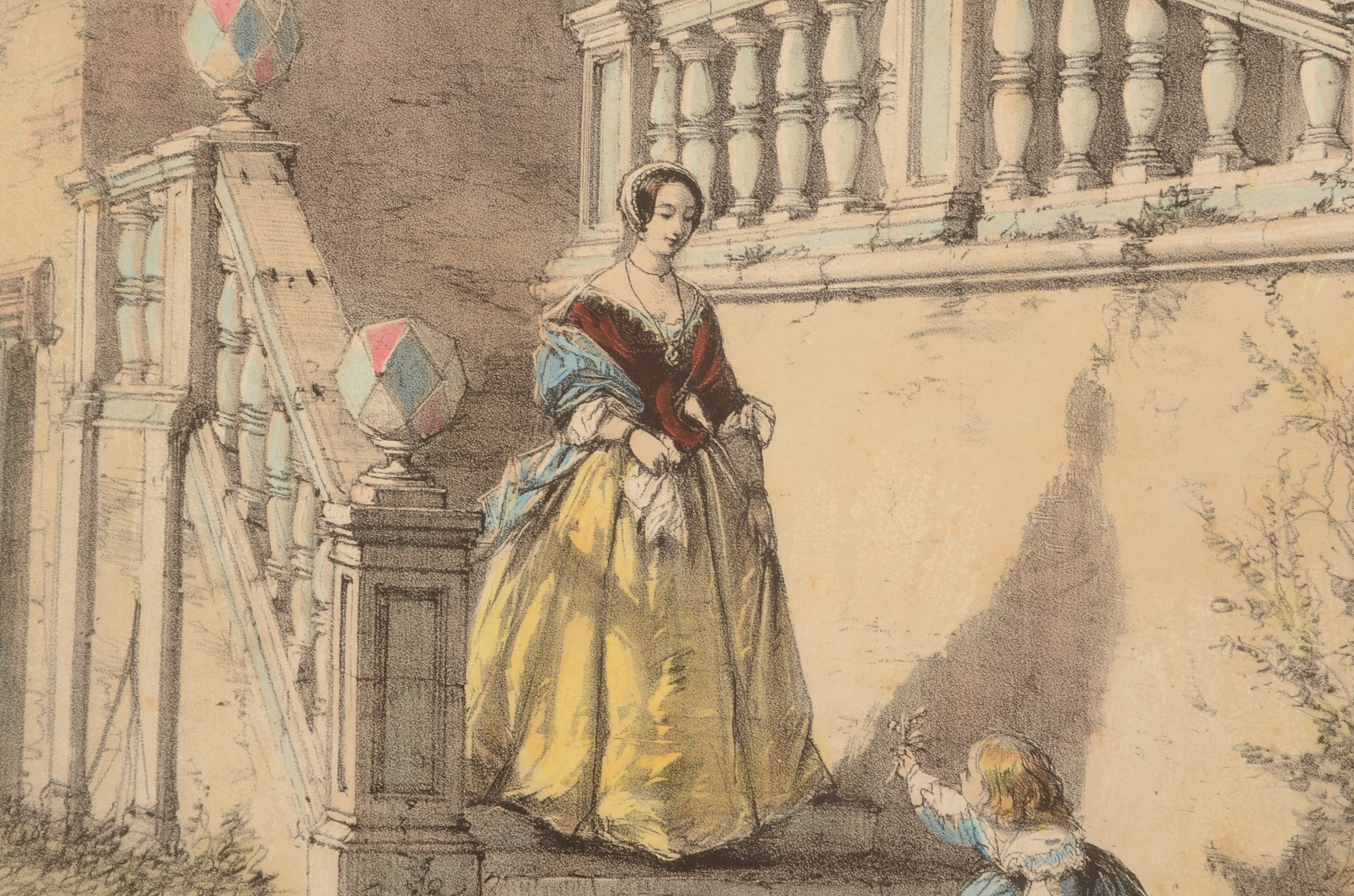 M. & N. Hanhart 19th Century Stone Lithograph "Stairs to the Terr