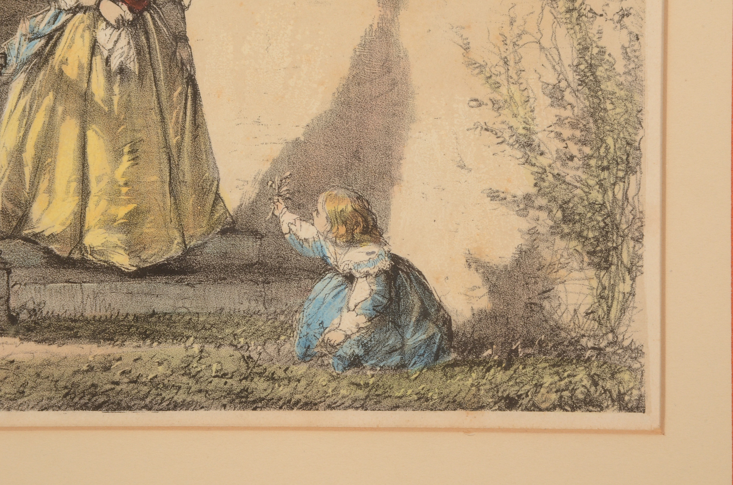 M. & N. Hanhart 19th Century Stone Lithograph "Stairs to the Terr