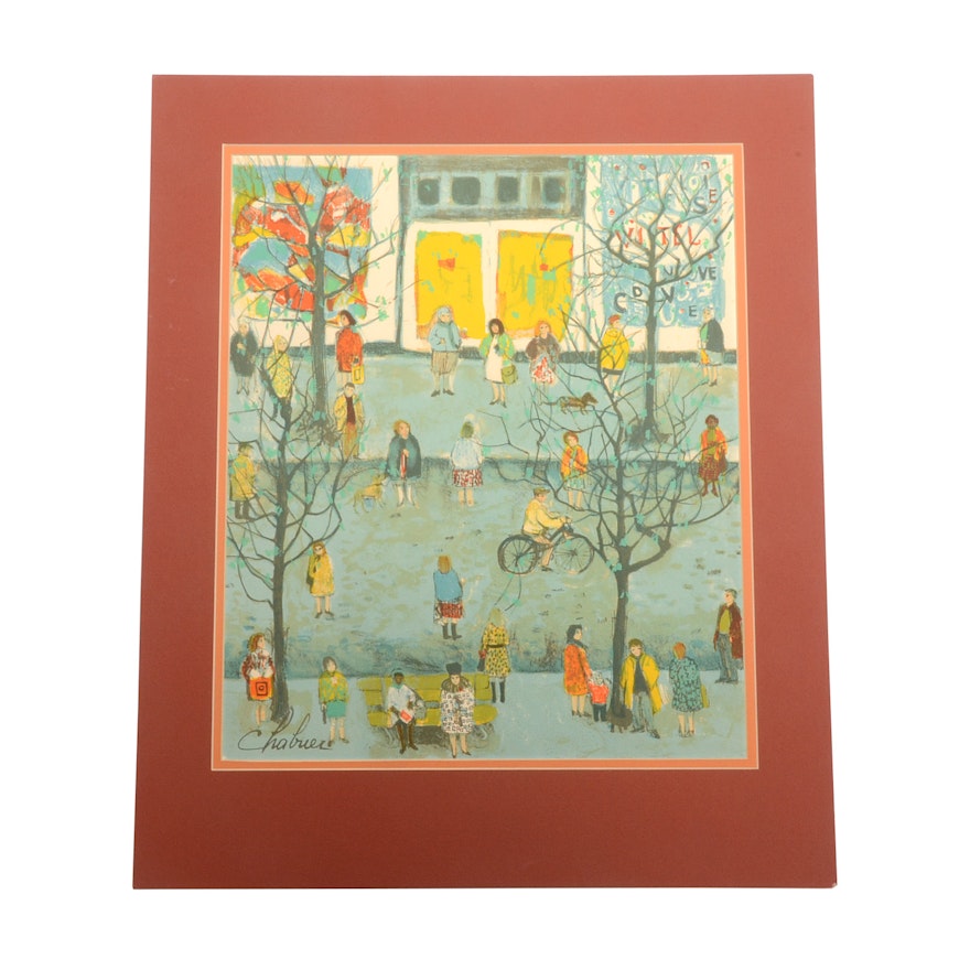 Nathalie Chabrier Hand-Pulled Lithograph "Paris Scene"