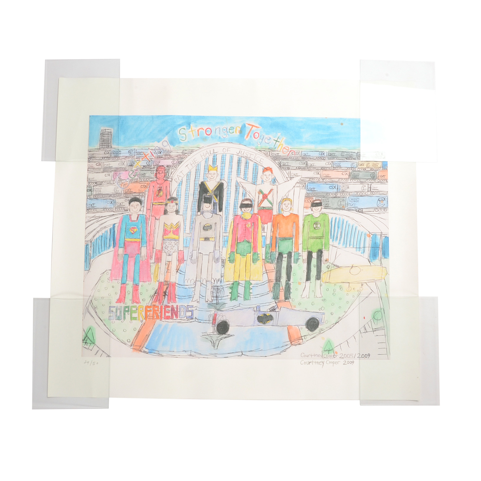 Courttney Cooper Signed Limited Edition Giclée "Superfriends Hall of Justice/Union Terminal"