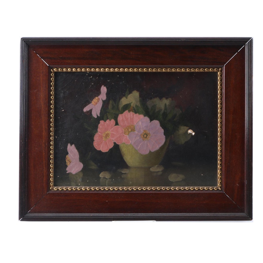 George Washington Seavey Oil Painting on Canvas of a Floral Still Life