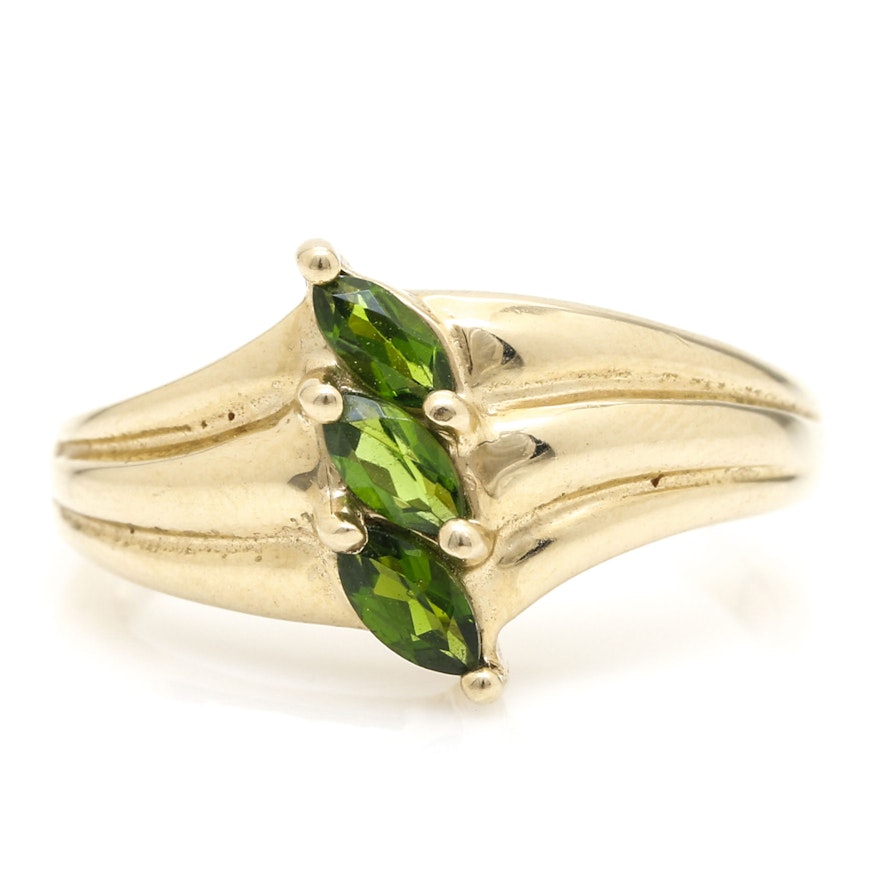 14K Yellow Gold Chrome Diopside Ring