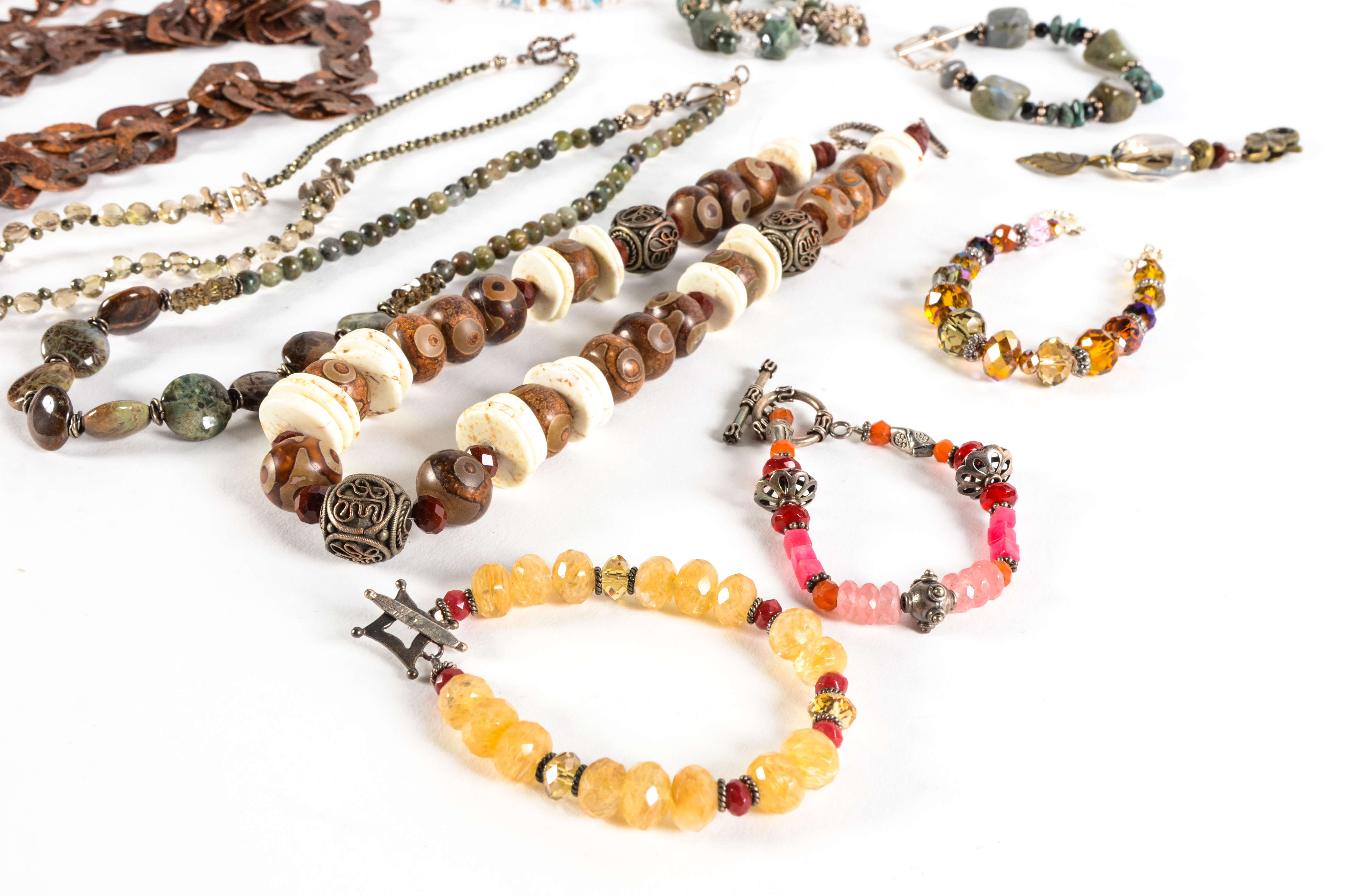 Variety of Beaded and Metal Costume Jewelry