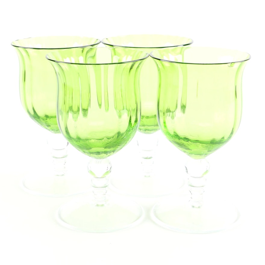 Set of Green Wine Glasses