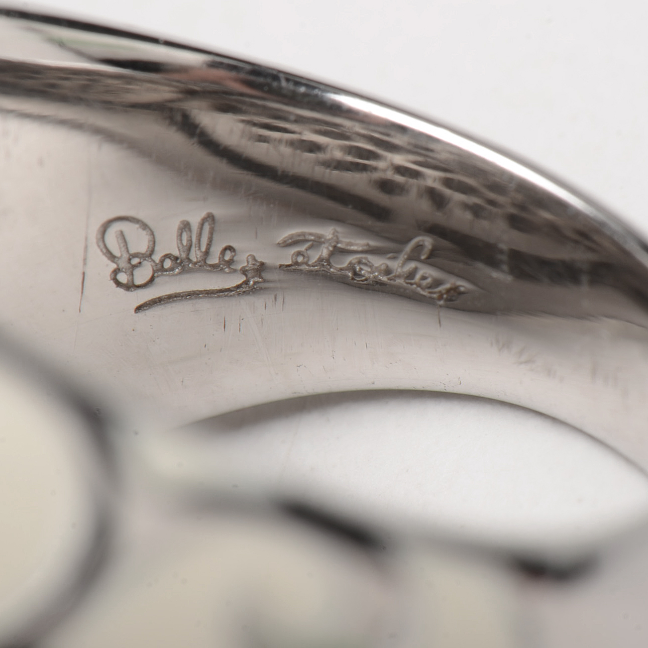 Belle Étoile Sterling Silver Black Cubic Zironia Enamel "Royale" Dome Ring