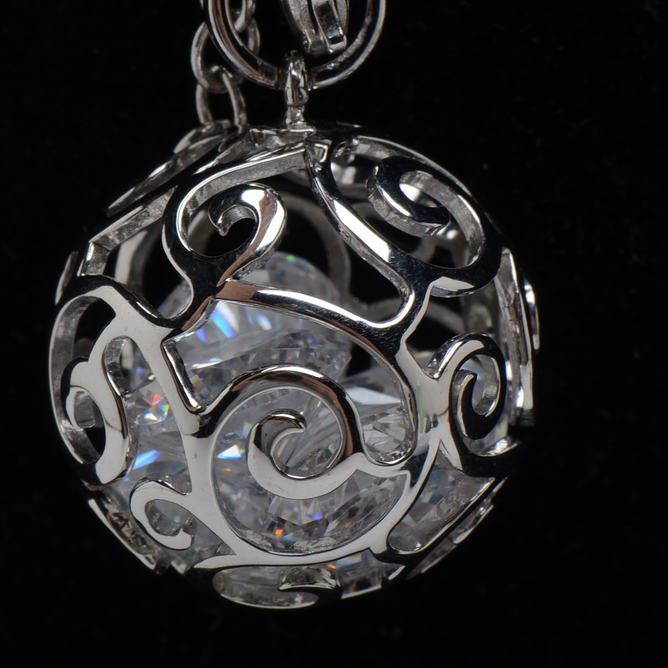 Belle Étoile Sterling Silver Cubic Zirconia Turquoise Enamel "Galaxy" Ring and Necklace