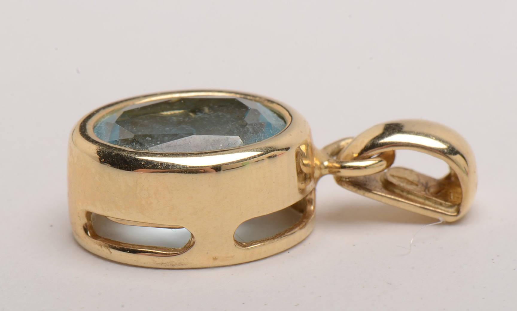 14K Yellow Gold Blue Topaz Pendant