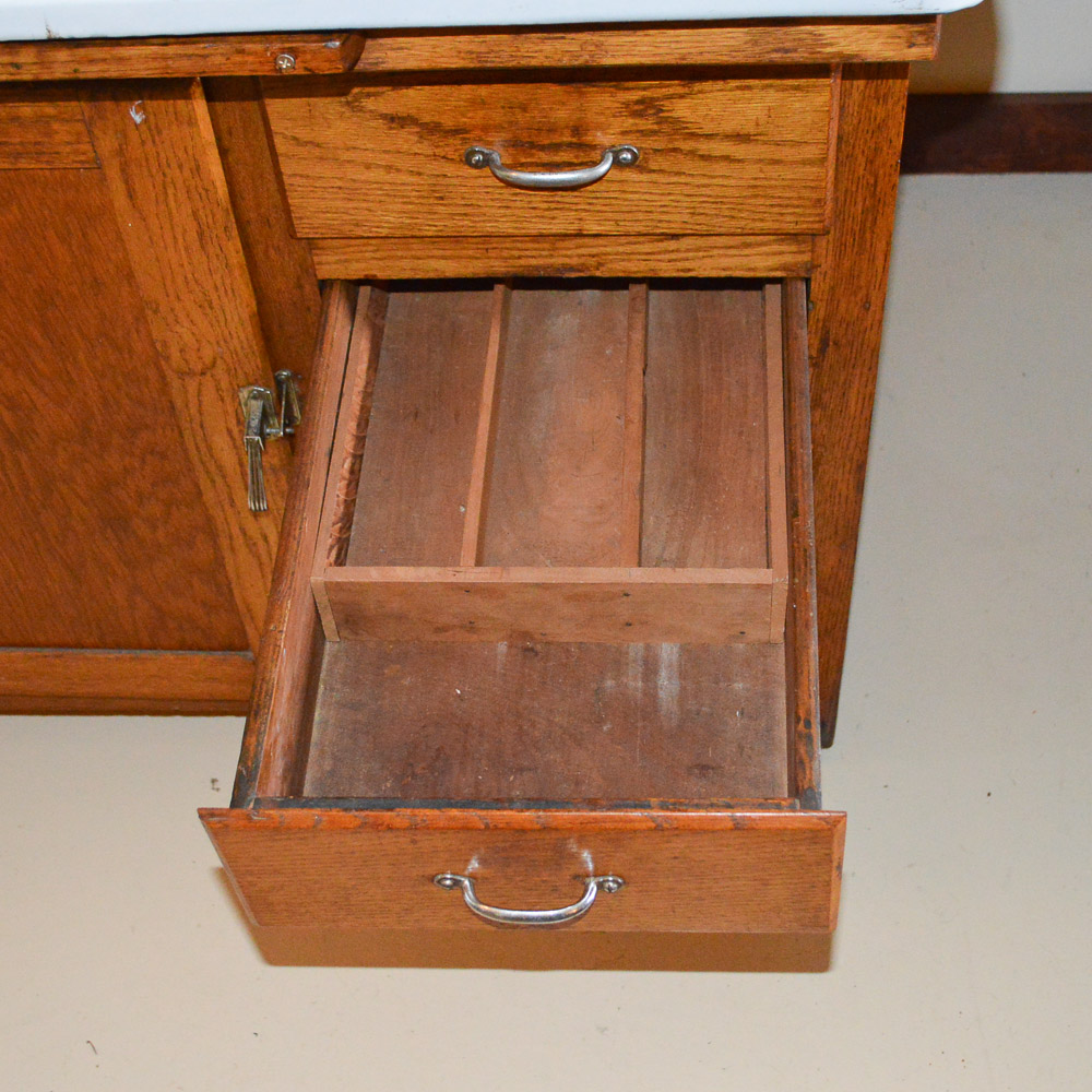 Vintage Oak Hoosier Cabinet by Boone