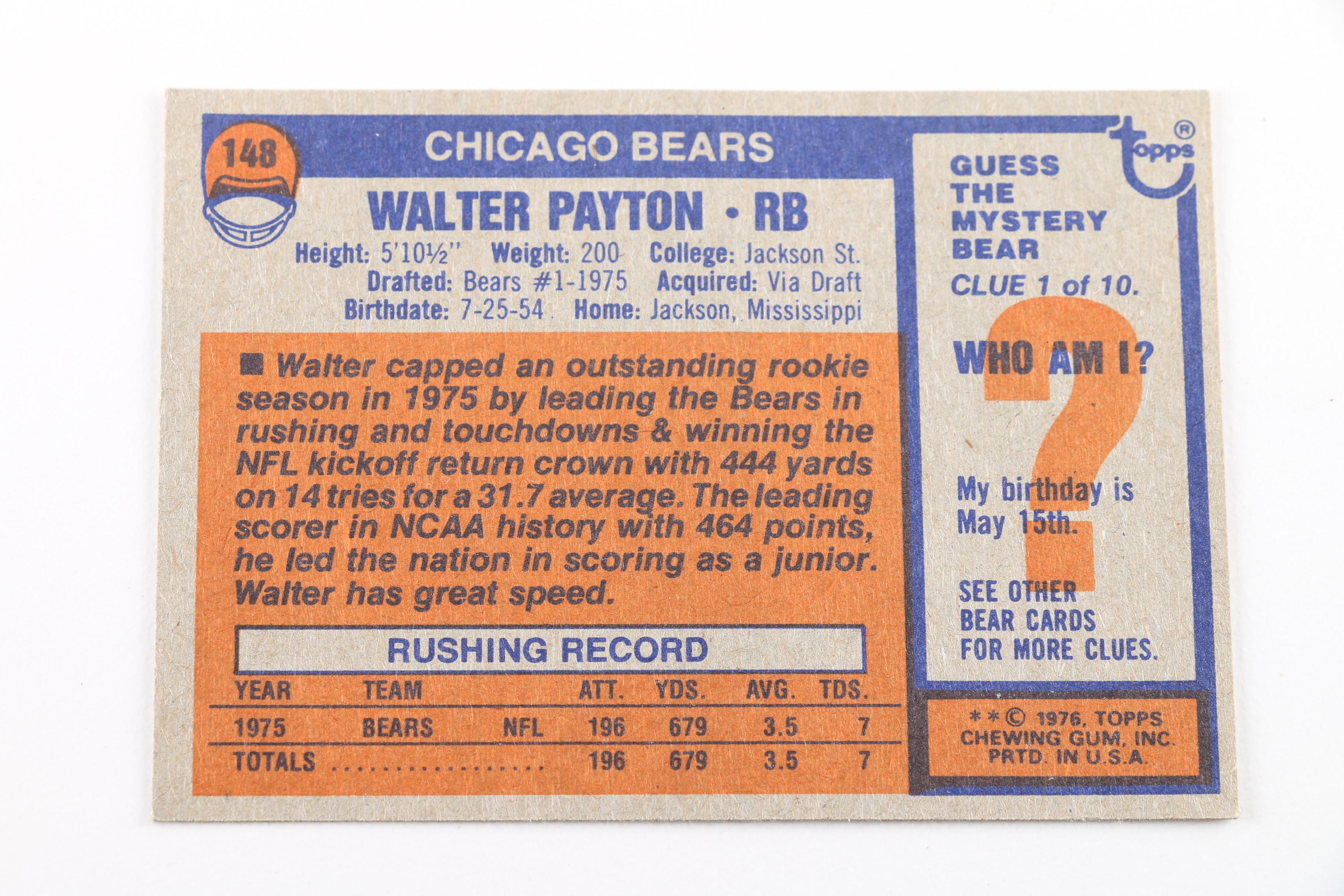 Walter Payton Rookie Card