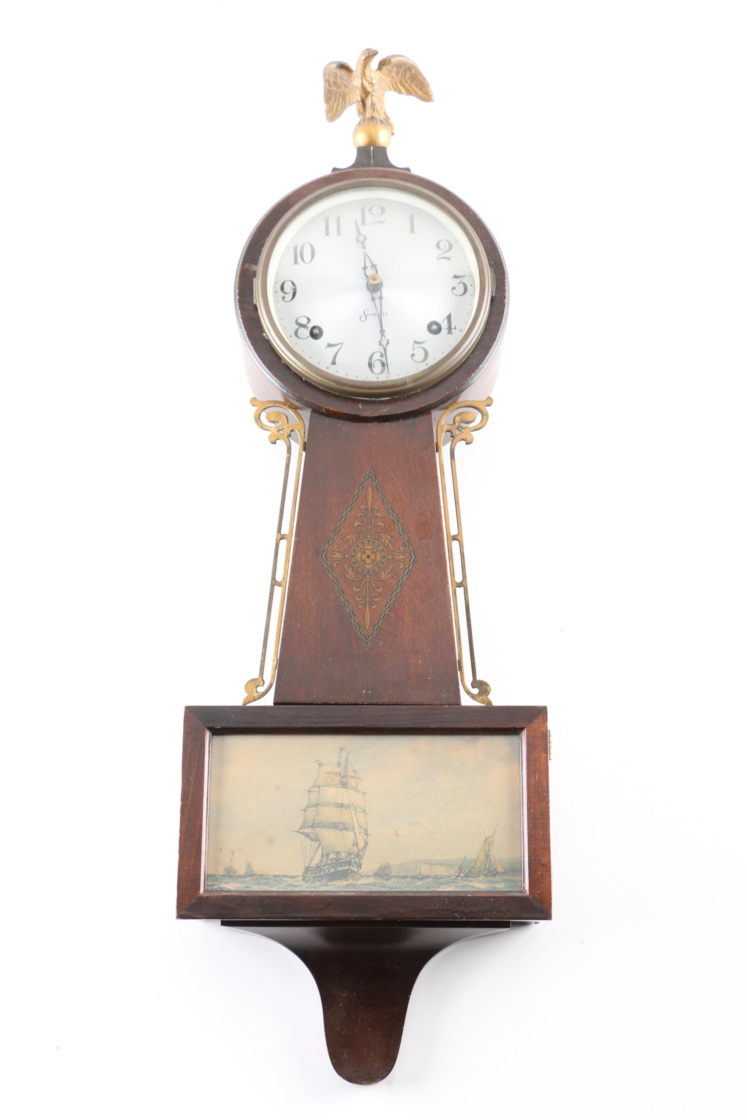 Vintage Sessions Federal Mahogany Banjo Wall Clock