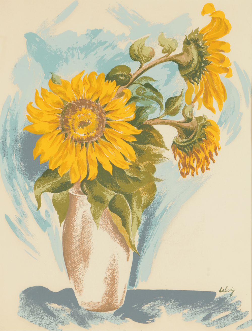 Arthur Helwig Serigraph on Paper of Sunflowers
