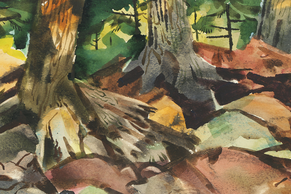 Carl Zimmerman Watercolor Painting on Paper of Forest Landscape