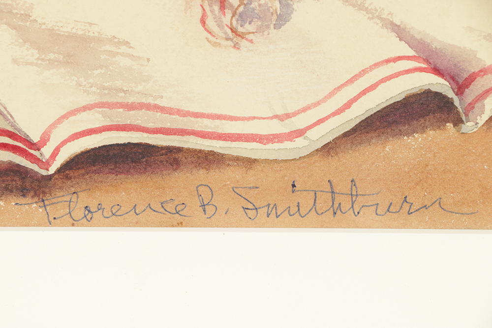 Florence Bartley Smithburn Watercolor Painting on Paper Still Life