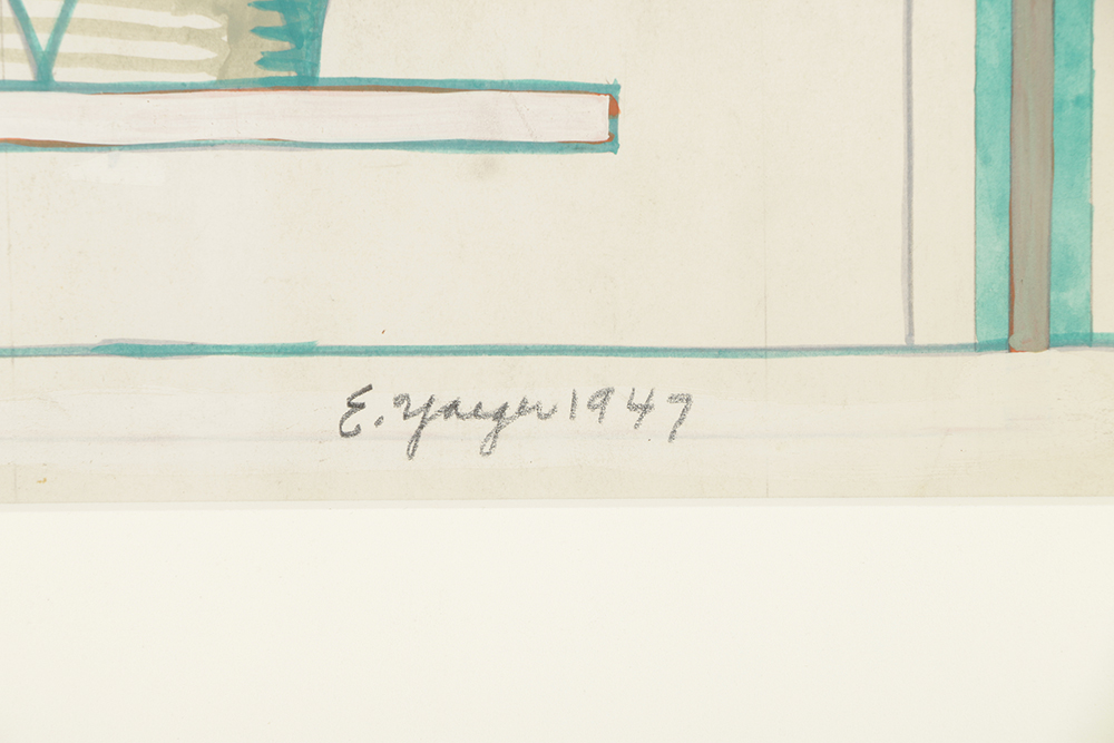 Edgar Yaeger Watercolor and Gouache Painting on Paper "Cherub Still Life"