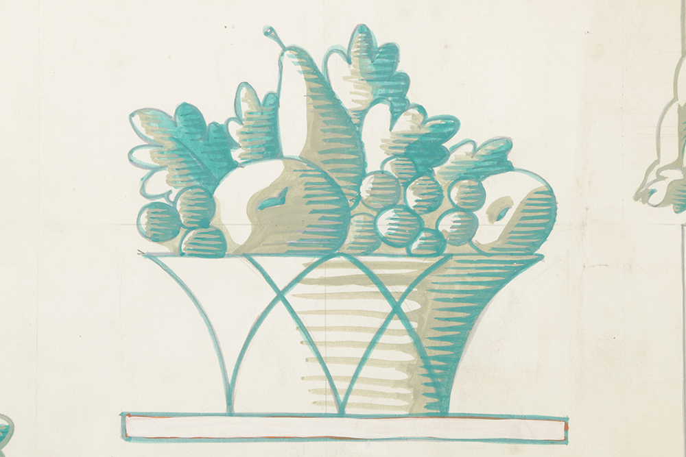 Edgar Yaeger Watercolor and Gouache Painting on Paper "Cherub Still Life"