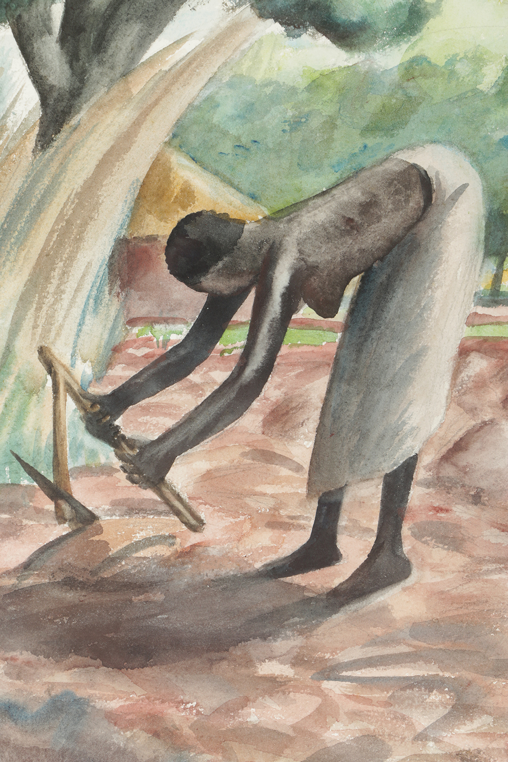 Florence Bartley Smithburn Watercolor Painting on Paper of Figural Landscape