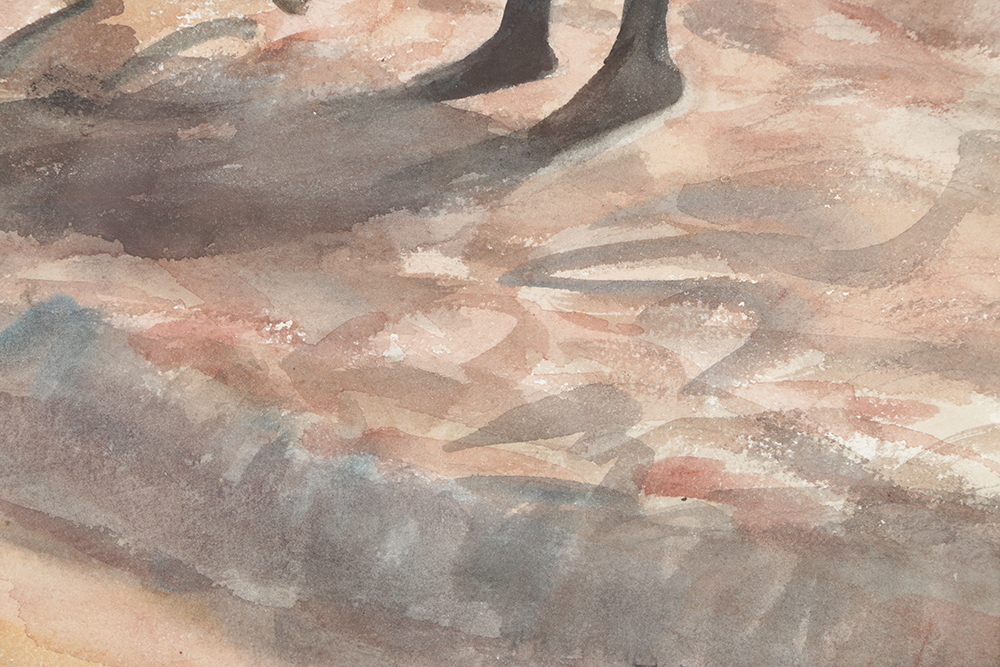 Florence Bartley Smithburn Watercolor Painting on Paper of Figural Landscape