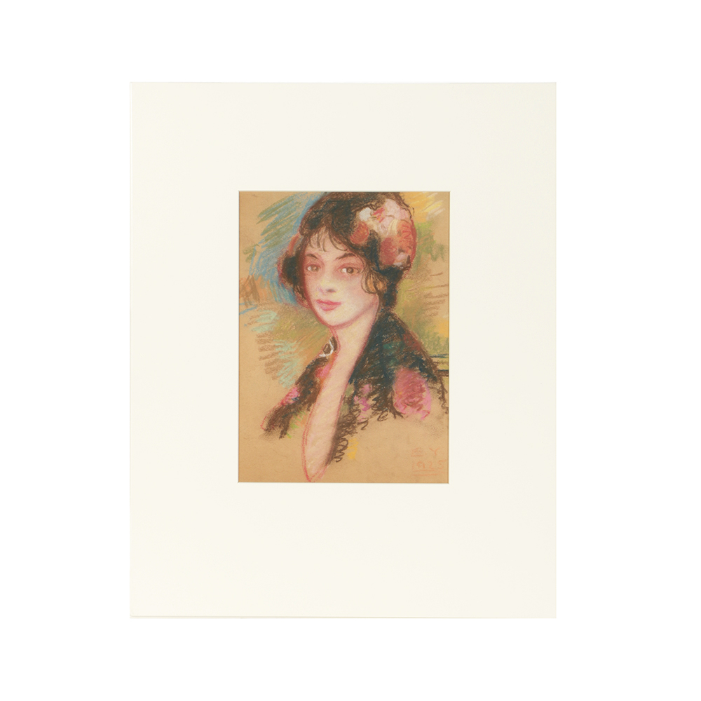 Edgar Yaeger Pastel Drawing on Paper Portrait of Woman