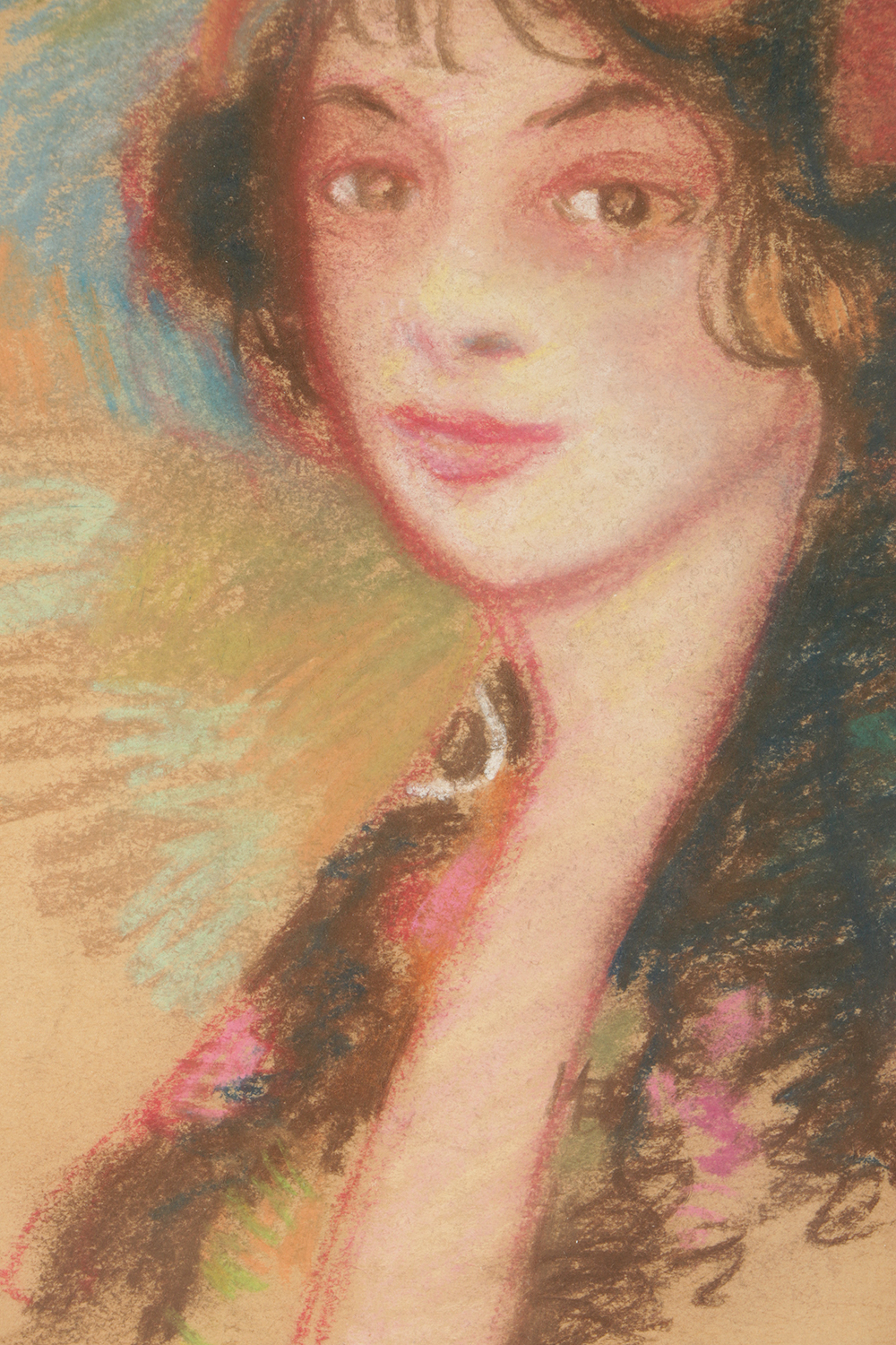 Edgar Yaeger Pastel Drawing on Paper Portrait of Woman