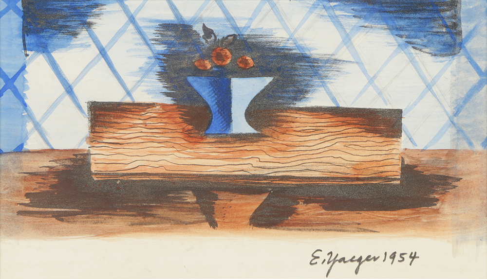 Edgar Yaeger Watercolor Painting on Paper of Abstract Still Life
