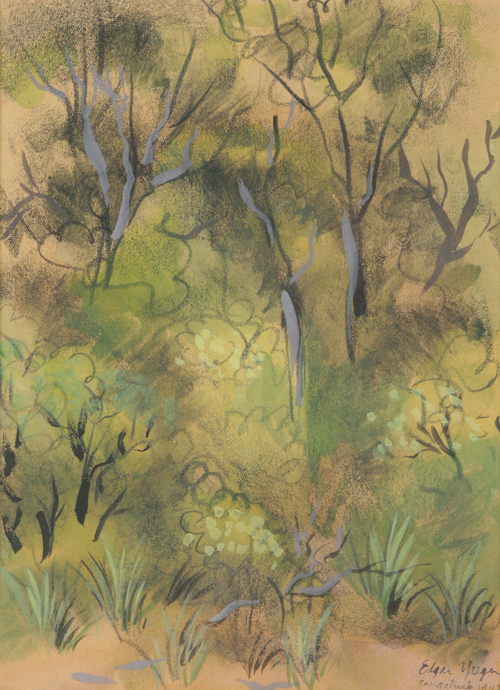 Edgar Yaeger Mixed Media Painting on Paper "Saugatuck"