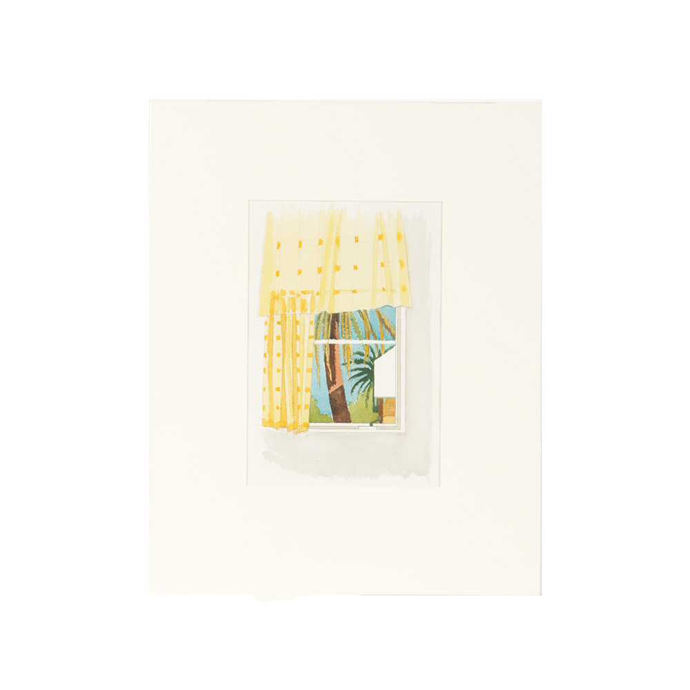 Robert Herrmann Watercolor Painting on Paper of View Through Window