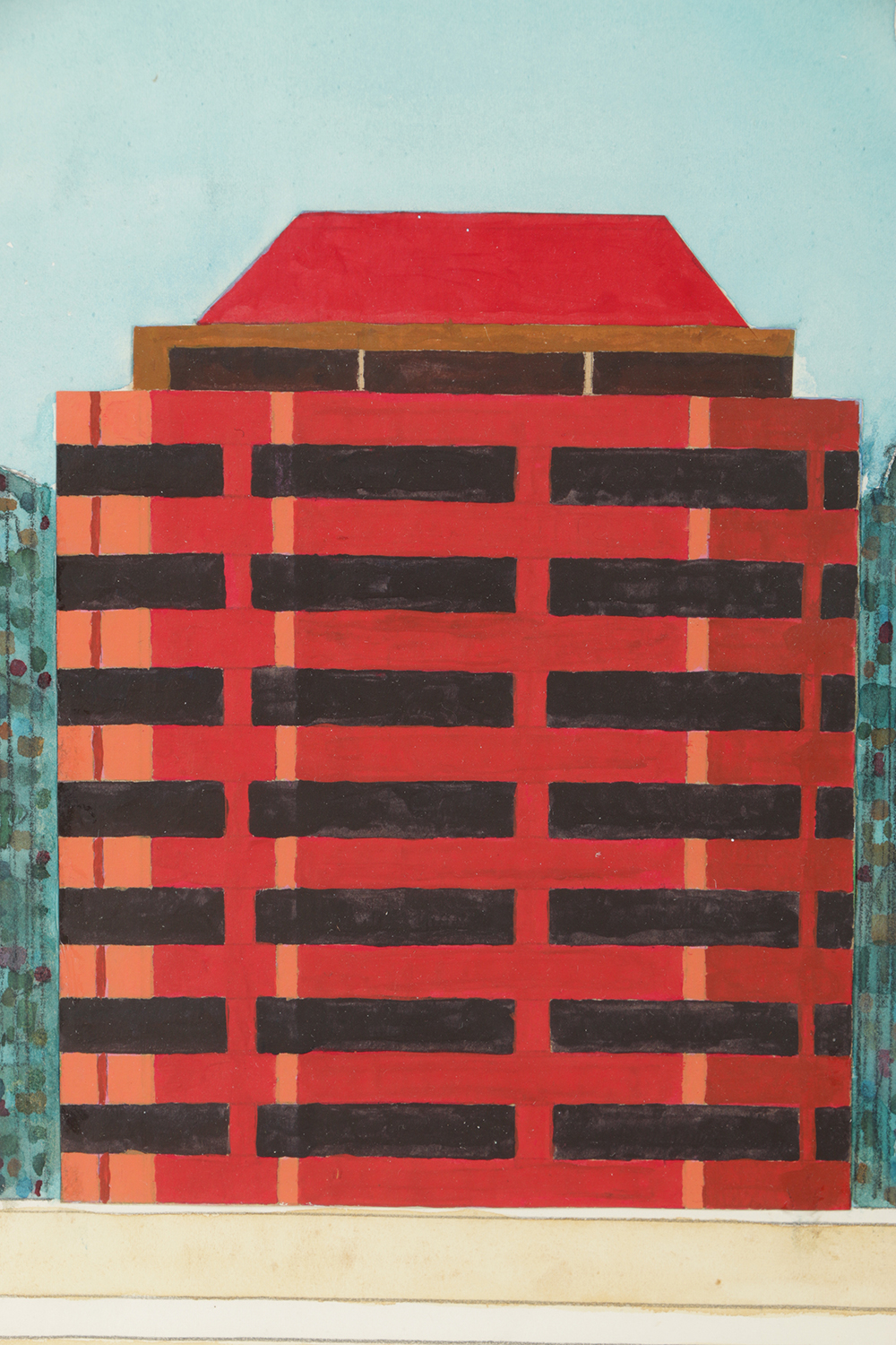 Robert Herrmann Watercolor Painting on Paper of Architectural Landscape