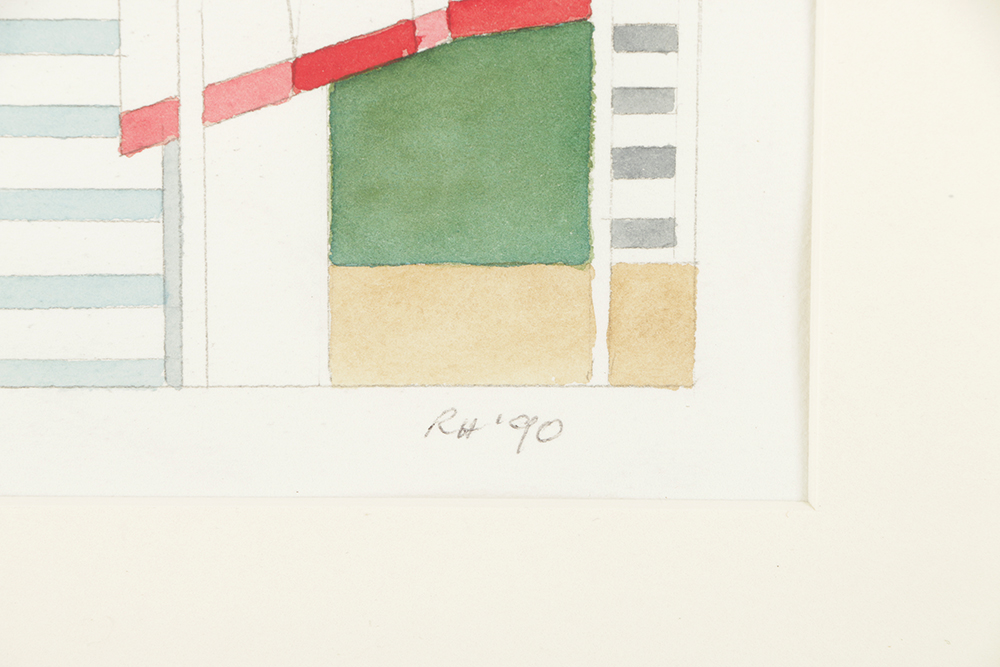 Robert Herrmann Watercolor Painting on Paper of Architectural Landscape