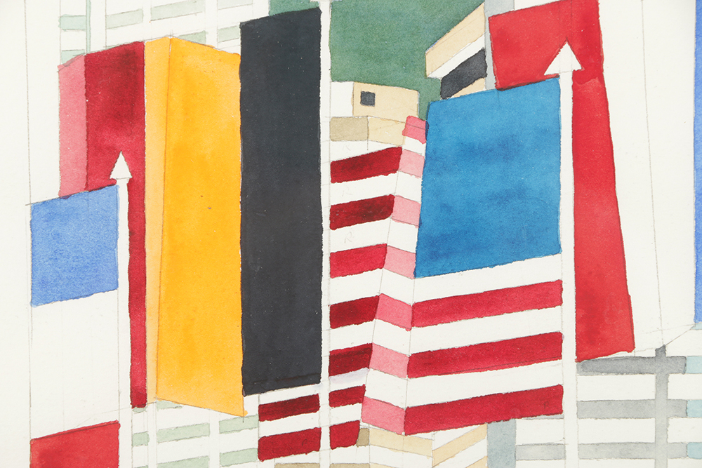 Robert Herrmann Watercolor Painting on Paper of Architectural Landscape